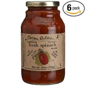Cucina Antica Fresh Spinach Marinara, 25 Ounce Jars (Pack of 6 