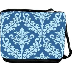  Rikki KnightTM Teal Blue Color Damask Design Messenger Bag   Book 