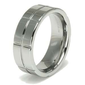    Flat Surface Cross Cut Tungsten Carbide Wedding Band Ring Jewelry