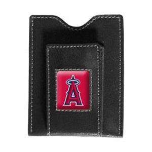   Angels Black Leather Money Clip with Cardholder