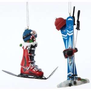  Skiing Equipment Christmas Ornaments (set of 2) Sports 