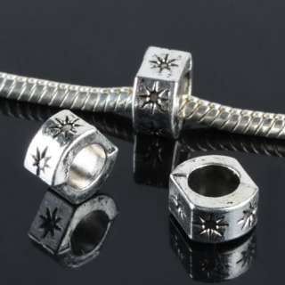 Kf222*50Pc Tibet Silver Sun Tube Charm European Beads  