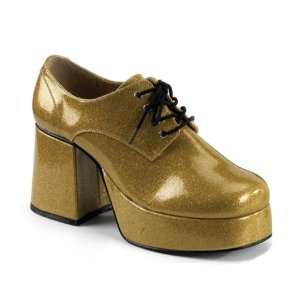   Mens Gold Glitter Platform Shoes Fancy Dress Size US 8 9: Toys & Games