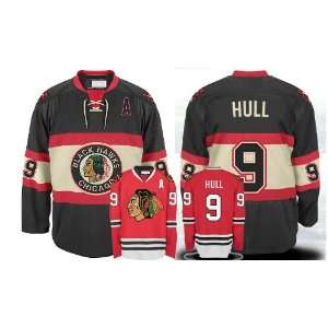 EDGE Chicago Blackhawks Authentic NHL Jerseys #9 HULL 3RD BLACK Jersey 