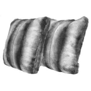 Premium Sheared Chinchilla Silver Grey Faux Fur Pillow Set 