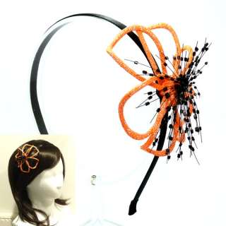 Big Wire beads Flower Headband wedding hair band Accessory ORANGE