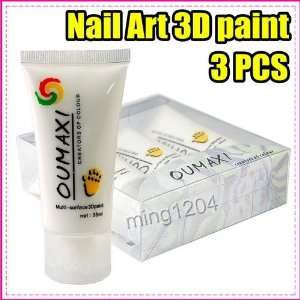  3 Pcs 3d Nails Acrylic Paint Tube for Nail Art 248 Beauty