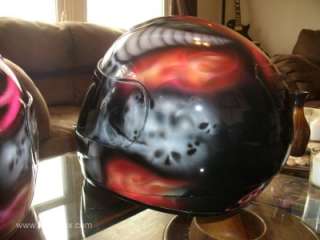   Painted Airbrushed Skull w/ True Fire Z1R Any size Helmet  