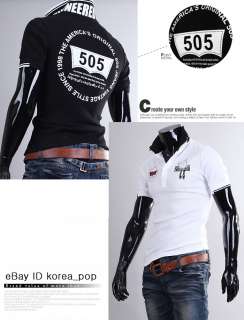 Korea_pop mens short sleeve shirts polo double collar t shirt sz S M L 