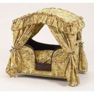  Lazy Paws Designer Canopy Pet Bed   Brown & Gold Floral 