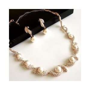   diamond Pearl Necklace & Earring Set for Indian Weddings Brides