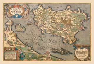 Nautical Map of a Mediterranean Island Print 20 x 30  