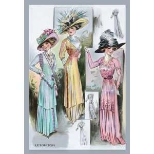  Bon Ton A Trio in Pastels and Hats 24X36 Giclee Paper 