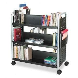  Safco® Scoot Double Sided Steel Book Cart, Six Shelves 