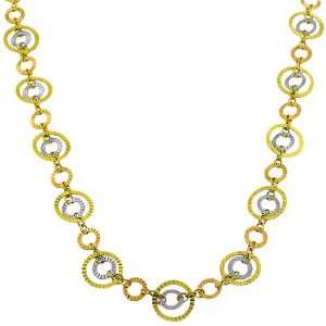  14 Karat Tri color Gold Circles of Light Necklace (18 Inch 