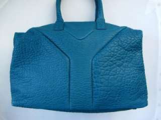 2012 Auth YSL Ocean Blue Crest Leather Easy Bag  