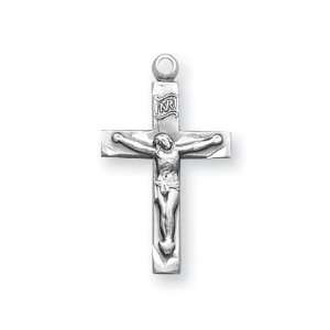 Small Crucifix w/18 Chain   Boxed St Sterling Silver Religious Saint 