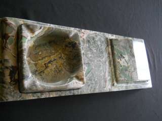   faux Marble Heavy Ashtray & Cigarette holder + cover 7 x 17  