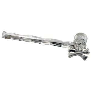  Skull and Bones Tie Clip, Sterling Silver, handcrafted 