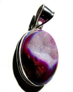 OVAL HOT PINK TITANIUM DRUZY DRUSY .925 STERLING SILVER SS PENDANT 2 1 