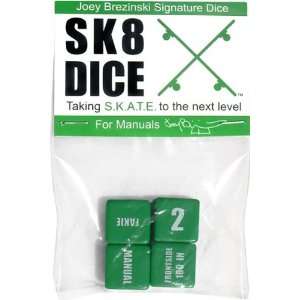  Sk8 Dice Brezinski Manual Game Set Green Skate Toys 