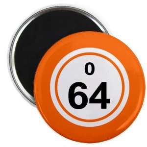  Bingo Ball O64 SIXTY FOUR Orange 2.25 inch Fridge Magnet 