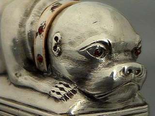 Antique Russian Silver Pug Dog Snuff Box 18th Century  