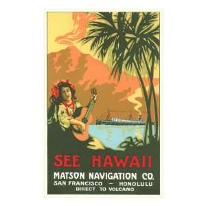  See Hawaii, Ocean Liner Advertisement Premium Poster Print 