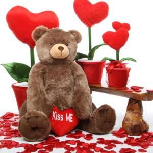  Sweetie Heart Tubs KISS ME Heart Mocha Brown Teddy Bear 