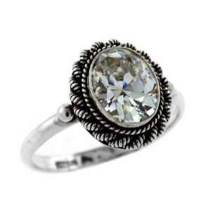  Sterling Silver Simulated Diamond cz Oval Ring: Jewelry