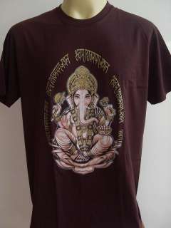 Ganesha Ganesh Lord T Shirt OM Hindu India Brown L #Si  
