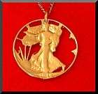 Walking Liberty Gold Plated Half Cut Coin Necklace