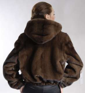 Hooded hoodie new SAGA sport sporty casual Demi Buff (brown) mink fur 