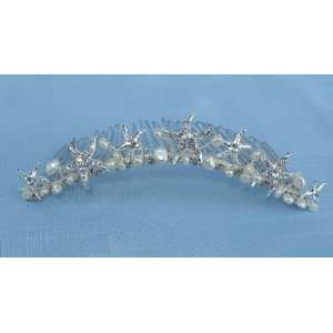  Silver Starfish Comb Headpiece with Crystals Beauty
