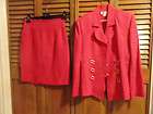 Tootsies 2 pc skirt and blazer suit, red size 6, linen, lined