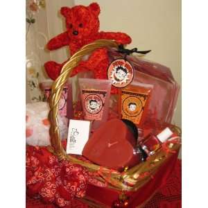 Betty Boop Basket with Red Teddy Bear with Sparkle Heart 