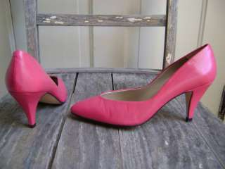   Hot Pink Bandolino Leather HeelsRetro PumpsBoho Chic Shoes5 1/2M