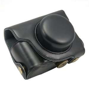   Lens Camera With Shoulder Strap PU Leather Light and Detachable Black