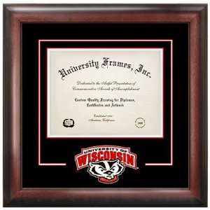   Wisconsin Badgers Matted Diploma With Mahogany Frame Sports