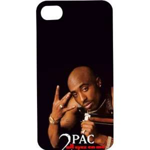 Black Hard Plastic Case Custom Designed Tupac iPhone Case for iPhone 4 
