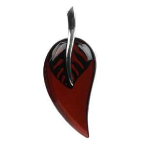   Amber and Sterling Silver Leaf Pendant: Ian and Valeri Co.: Jewelry