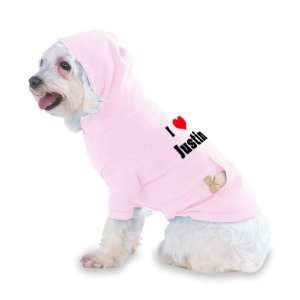  I Love/Heart Justin Hooded (Hoody) T Shirt with pocket for 