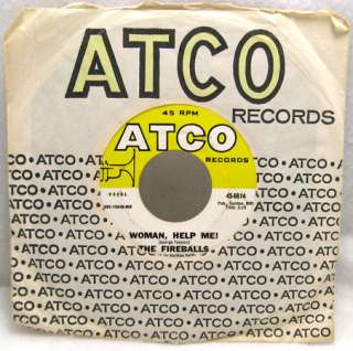 THE FIREBALLS Woman, Help Me Come On, React ATCO 45 RPM Single Vinyl 