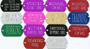 SERVICE DOG TAGS service dog vest collar tag  