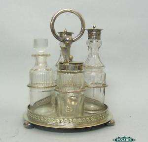 Victorian Silver Cruet Set Condiment Stand Engalnd 1890  