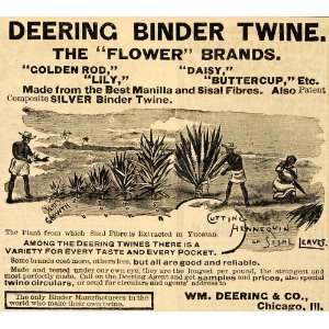  1890 Ad William Deering Binder Twine Flower Brands Golden 