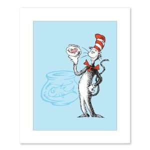  Dr. Seuss Cat in the Hat with Fish Petite Blue Print 5 x 