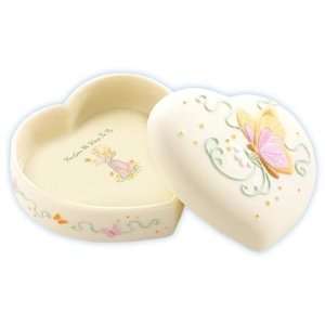  944004   Butterfly Kisses Heart Shaped Musical Covered Box 
