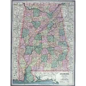  Cram 1888 Antique Map of Alabama