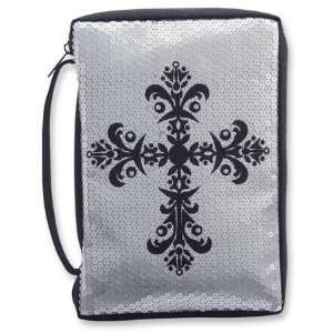  Sequin Cross Bible Cover, Large 